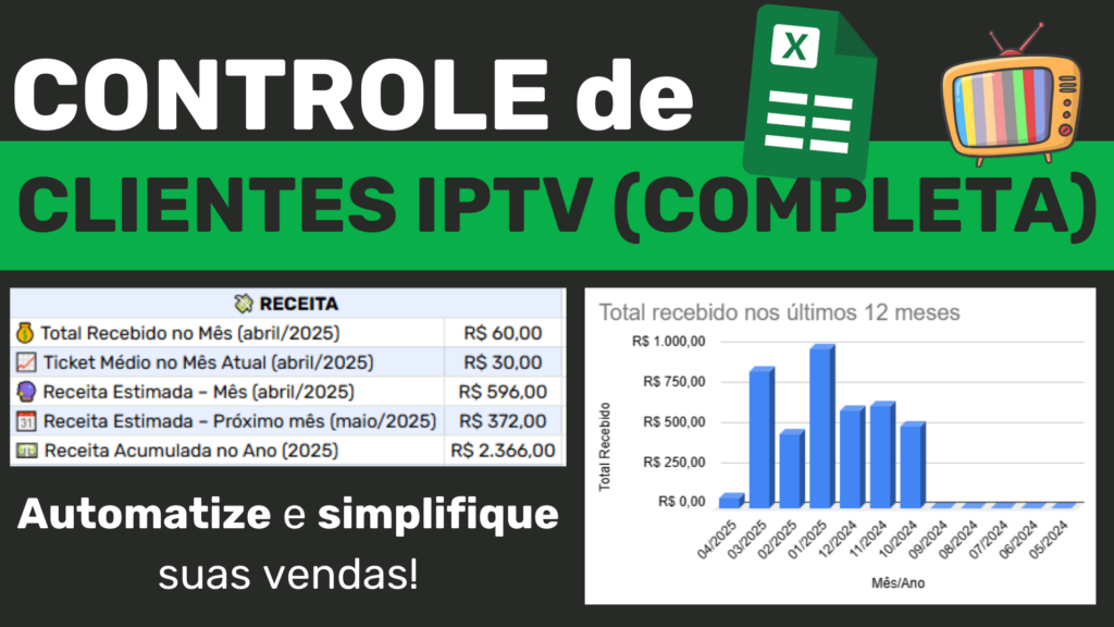 Planilha Gestão de Vendas IPTV/P2P